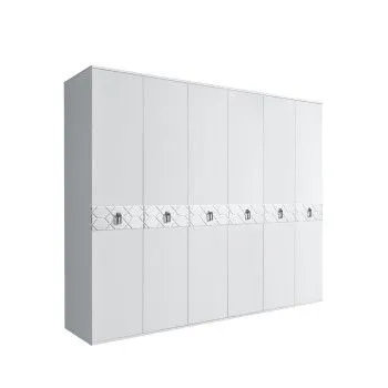 Шкаф 6-ти дв. Bogemia Farfalle (Белый/Хром) БМШ2/6(Fa)