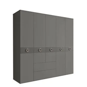 Шкаф 5-ти дверный с ящиками, Bogemia Fillini (Серый/Хром) БМШ2/51(Fi)