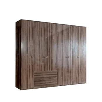 Шкаф 6-ти дверный с ящиками Римини (Орех империя/Серебро) РМШ2/61