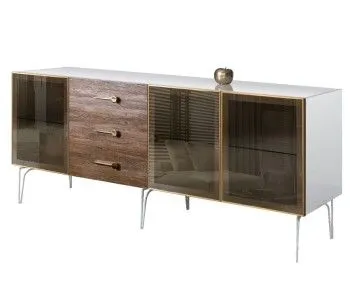 Комод 2.1м Bogemia Wood Wo (Белый) (Lakobel/Золото) БМКМ-5(Wo)[5]