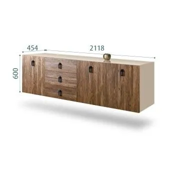 Комод 2.1м Bogemia Fly Wood Fa (Ваниль) (Lakobel/Черный) БМКМ-5