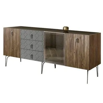 Комод 2.1м Bogemia Woodline Wood Fa (Серый) (Lakobel/Хром) БМКМ-5[4]