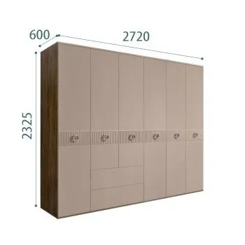 Шкаф 6-ти дверный с ящиками, Bogemia Woodline Fi (Мокка/Хром) БМШ2/61(Fi)