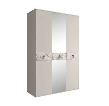 Шкаф 3-х дверный с зеркалом Bogemia Farfalle (Шелк/Хром) БМШ1/3(Fa)