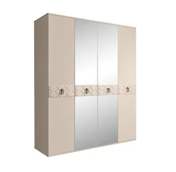 Шкаф 4-х дв. с зеркалами Bogemia Farfalle (Ваниль/Хром) БМШ1/4(Fa)