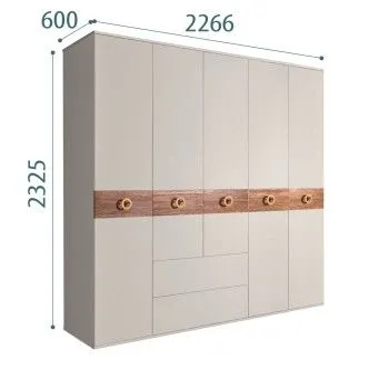 Шкаф 5-ти дверный с ящиками, Bogemia Wood Fi (Шелк/Золото) БМШ2/51(Wo)