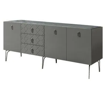 Комод 2.1м Bogemia Farfalle (Серый) (Novabuk/Хром) БМКМ-5(Fa)