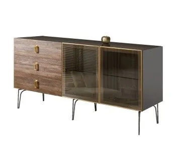 Комод 1.6м Bogemia Wood Fa (Серый) (Lakobel/Золото) БМКМ-4(Wo)[5]