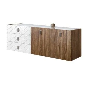 Комод 1.6м Bogemia Woodline Fly Wood Fa (Белый) (Lakobel/Хром) БМКМ-4