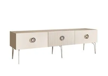 Тумба под телевизор 1.6м Bogemia Fillini (Слоновая кость) (Novabuk/Хром) БМТ-1(Fi)[10]