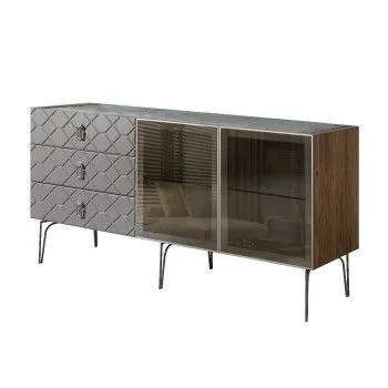 Комод 1.6м Bogemia Woodline Fa (Серый) (Novabuk/Хром) БМКМ-4[5]