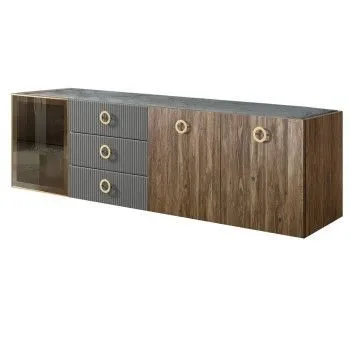 Комод 2.1м Bogemia Woodline Fly Wood Fi (Серый) (Novabuk/Золото) БМКМ-5[4]