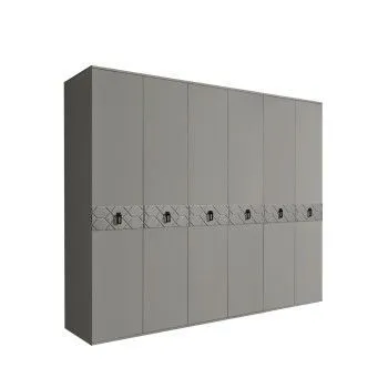 Шкаф 6-ти дв. Bogemia Farfalle (Серый/Хром) БМШ2/6(Fa)