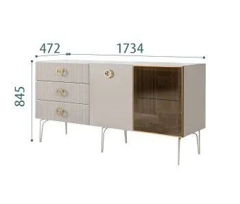 Комод 1.6м Bogemia Fillini (Шелк) (Novabuk/Золото) БМКМ-4(Fi)[5][10]