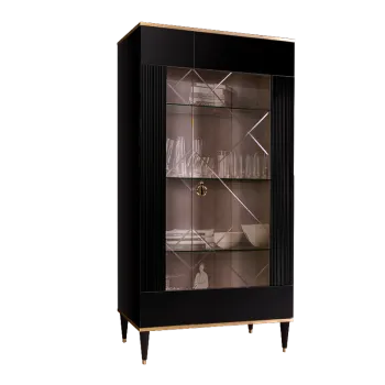 Витрина 2-ств. Римини СОЛО (Черный/Золото) (Правая) РМВ2-2С(s)