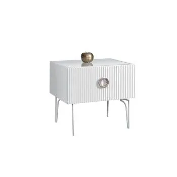 Тумба прикроватная Bogemia Fillini (Белый) (Lakobel/Хром) БМТП-1(Fi)