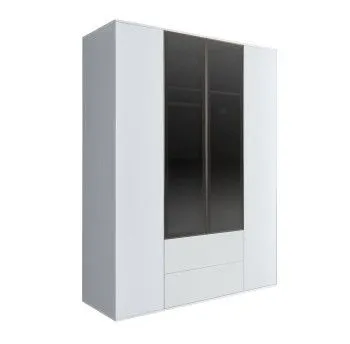 Шкаф 4-х дв. с ящиками Bogemia Air (Белый/Черный) БМШ2/42(2)