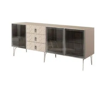 Комод 2.1м Bogemia Farfalle (Ваниль) (Novabuk/Хром) БМКМ-5(Fa)[5]