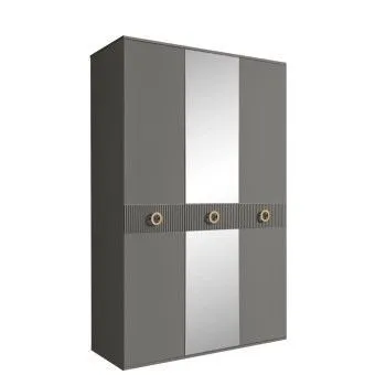 Шкаф 3-х дверный с зеркалом Bogemia Fillini (Серый/Золото) БМШ1/3(Fi)