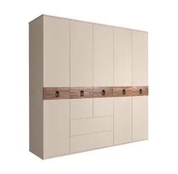 Шкаф 5-ти дверный с ящиками, Bogemia Wood Fa (Ваниль/Черный) БМШ2/51(Wo)