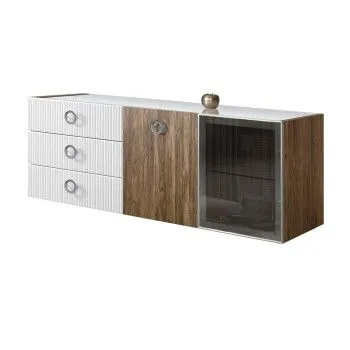 Комод 1.6м Bogemia Woodline Fly Wood Fi (Белый) (Lakobel/Хром) БМКМ-4[5][10]