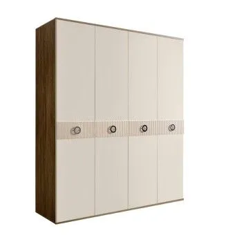 Шкаф 4-х дверный Bogemia Woodline Fi (Слоновая кость/Хром) БМШ2/4