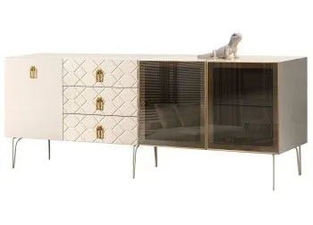 Комод 2.1м Bogemia Farfalle (Слоновая кость) (Lakobel/Золото) БМКМ-5(Fa)[5][10]