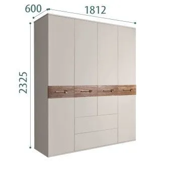 Шкаф 4-х дверный с ящиками, Bogemia Wood Wo (Шелк/Золото) БМШ2/41(Wo)