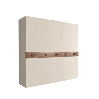 Шкаф 5-ти дв. Bogemia Wood Fi (Слоновая кость/Хром) БМШ2/5(Wo)
