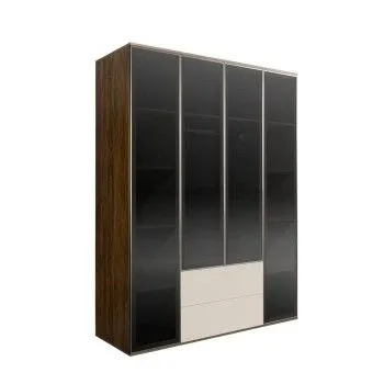 Шкаф 4-х дв. с ящиками Bogemia Woodline Air (Слоновая кость/Серебро) БМШ2/42(4)