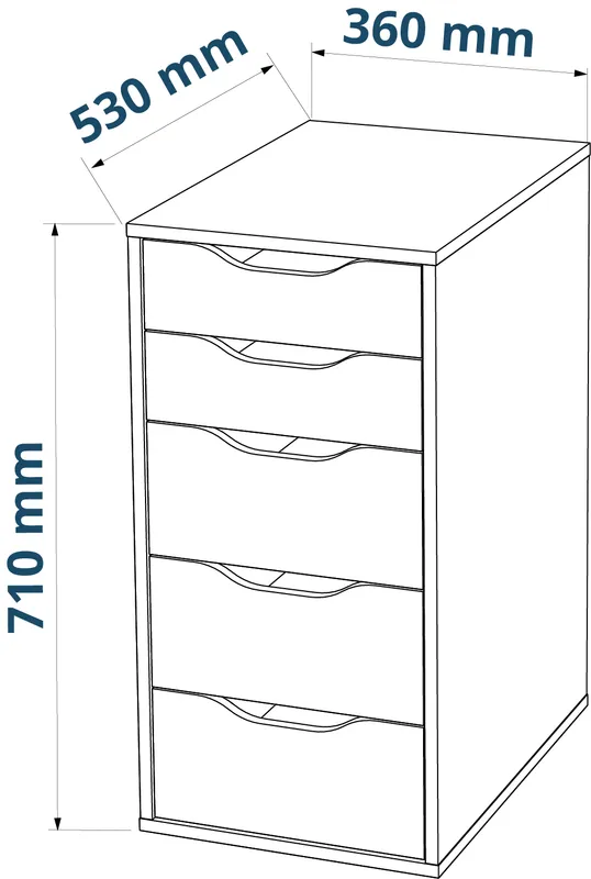 Центральный склад - Комод Ингар, 5 ящиков, 36x71x53 см, белый | изображение 2