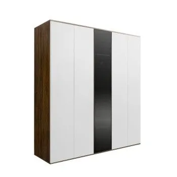 Шкаф 5-ти дв. Bogemia Woodline Air (Белый/Черный) БМШ2/5(1)