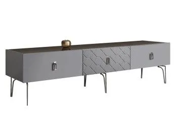 Тумба под телевизор 2.1м Bogemia Farfalle (Серый) (Lakobel/Хром) БМТ-2(Fa)[10]