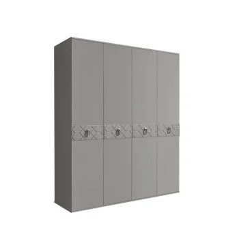 Шкаф 4-х дв. Bogemia Farfalle (Серый/Хром) БМШ2/4(Fa)