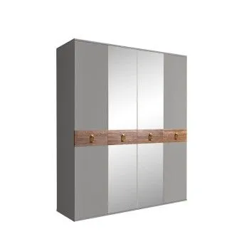 Шкаф 4-х дв. с зеркалами Bogemia Wood Fa (Серый/Золото) БМШ1/4(Wo)