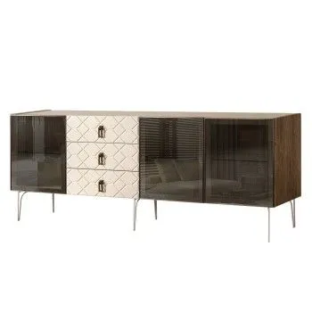 Комод 2.1м Bogemia Woodline Fa (Слоновая кость) (Novabuk/Черный) БМКМ-5[5]