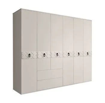 Шкаф 6-ти дверный с ящиками, Bogemia Farfalle (Шелк/Черный) БМШ2/61(Fa)