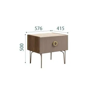 Тумба прикроватная Bogemia Woodline Fi (Мокка) (Novabuk/Золото) БМТП-1