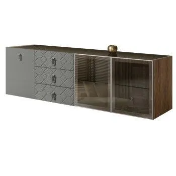 Комод 2.1м Bogemia Woodline Fly Fa (Серый) (Lakobel/Хром) БМКМ-5[5][10]