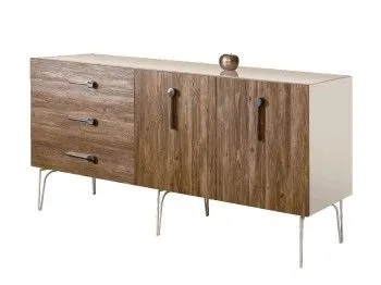 Комод 1.6м Bogemia Wood Wo (Слоновая кость) (Lakobel/Хром) БМКМ-4(Wo)