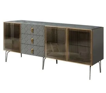 Комод 2.1м Bogemia Farfalle (Серый) (Novabuk/Золото) БМКМ-5(Fa)[5]