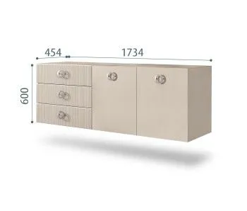 Комод 1.6м Bogemia Fly Fillini (Ваниль) (Novabuk/Хром) БМКМ-4