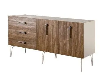 Комод 1.6м Bogemia Wood Wo (Слоновая кость) (Novabuk/Хром) БМКМ-4(Wo)