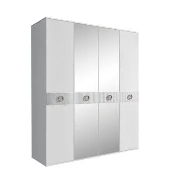 Шкаф 4-х дв. с зеркалами Bogemia Fillini (Белый/Хром) БМШ1/4(Fi)