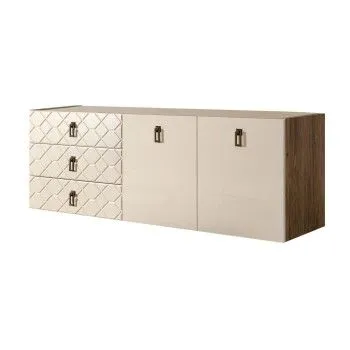 Комод 1.6м Bogemia Woodline Fly Fa (Слоновая кость) (Novabuk/Черный) БМКМ-4