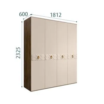 Шкаф 4-х дверный Bogemia Woodline Fa (Ваниль/Золото) БМШ2/4