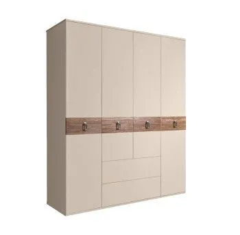 Шкаф 4-х дверный с ящиками, Bogemia Wood Fa (Ваниль/Хром) БМШ2/41(Wo)