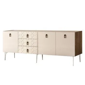 Комод 2.1м Bogemia Woodline Fa (Слоновая кость) (Novabuk/Черный) БМКМ-5