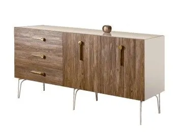 Комод 1.6м Bogemia Wood Wo (Слоновая кость) (Lakobel/Золото) БМКМ-4(Wo)