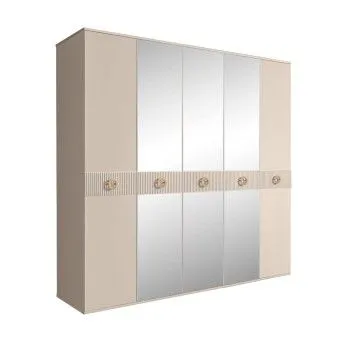 Шкаф 5-ти дв. с зеркалами Bogemia Fillini (Ваниль/Золото) БМШ1/5(Fi)